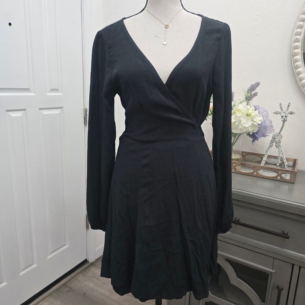 Abercrombie & Fitch Black Wrap Dress Sz S Cottagecore Soft Girl Aesthetic LBD